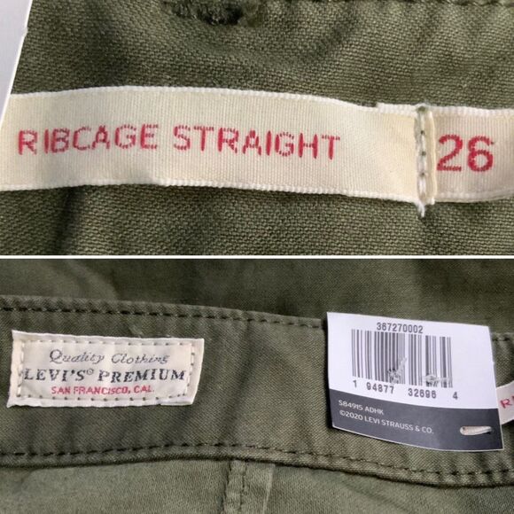 Levi’s Premium Pants Green Ribcage Straight Utility Ankle 26 - Picture 5 of 9
